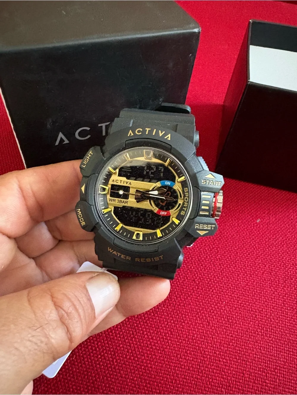 Activa Men's Black and Gold Sport Watch